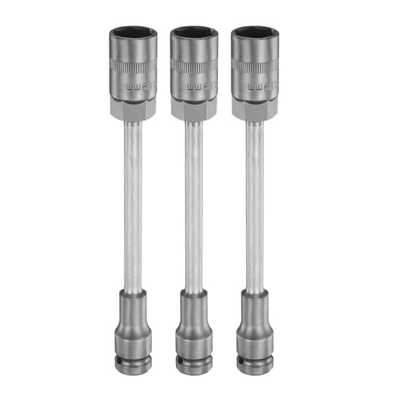 3Pcs 1/2" Drive 19mm Thin Wall 6 Point Impact Socket 8" Long CR-V Steel