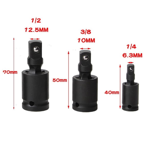 3Pcs 1/2 Impact Universal Joint Set 360 Degree Air Impact Wobble Socket ...
