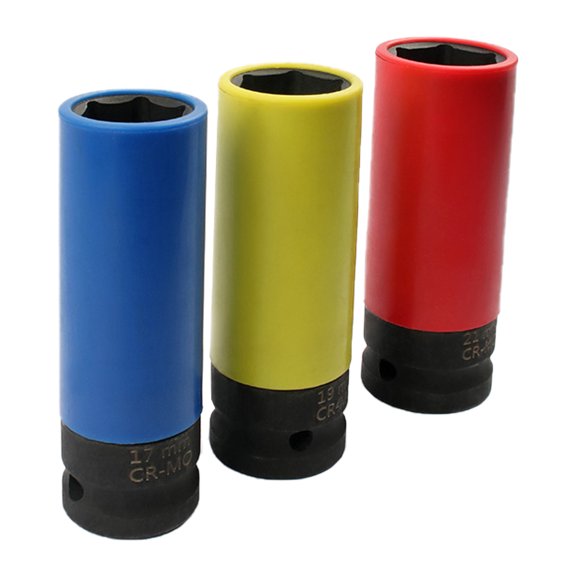 3Pcs 1/2inch Drives Wheel Protectors Impacts Socket Thin Wall Deeply Impacts Socket Set Plastic Sleeve Lugs Nut Wheel Protectors