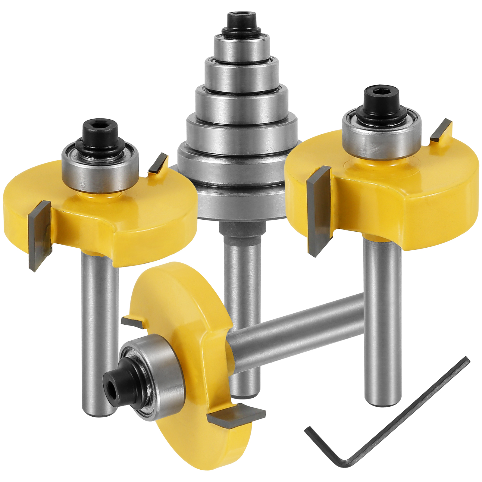 3Pcs 1/4 Inch Shank Rabbet Router Bit Set Carbide Wood Rabbeting Router