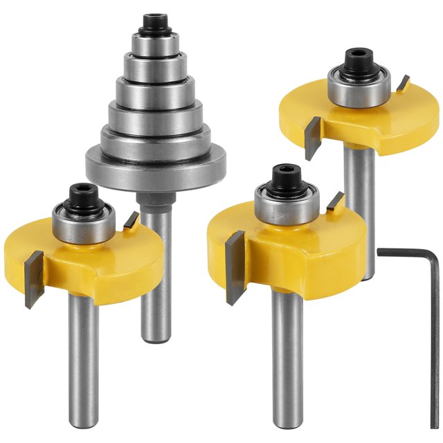 3Pcs 1/4 Inch Shank Rabbet Router Bit Set Carbide Wood Rabbeting Router