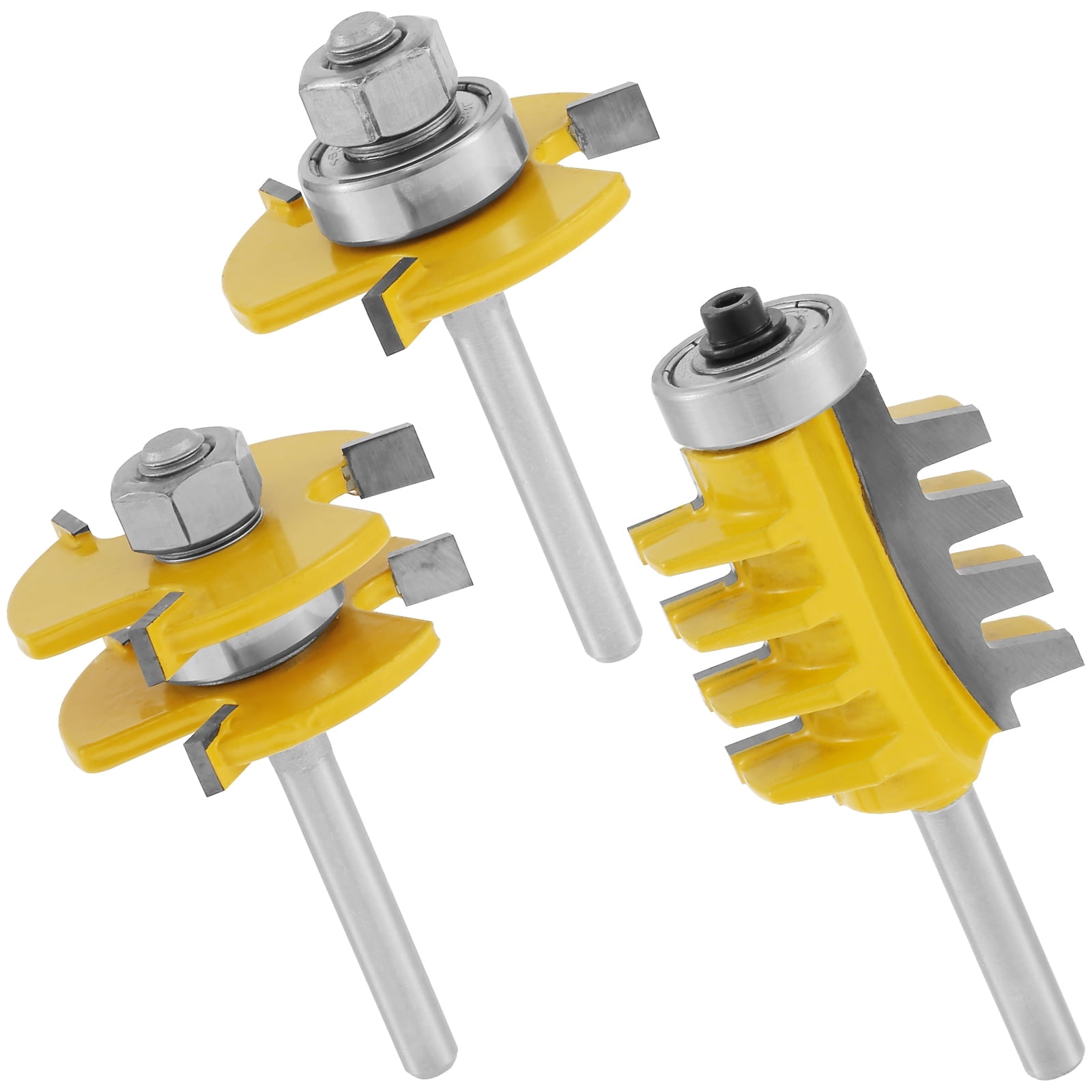 FUYGRCJ 3PCS 1/4 Inch Shank Tongue and Groove Router Bit Set Reversible ...