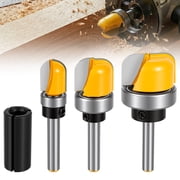 3Pcs 1/4 inch Shank Round Nose Router Bit Set Bowl Tray Cutter 3/4 1/2 1 1/8 inch for Plywood Solid Wood Working