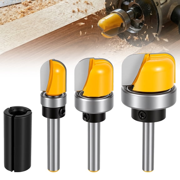 3Pcs 1/4 inch Shank Round Nose Router Bit Set Bowl Tray Cutter 3/4 1/2 1 1/8 inch for Plywood Solid Wood Working
