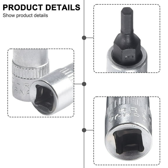 3Pcs 1/4Inch Drive Hex Socket Bit Set 3- 8Mm Screwdriver Bits H3 H4 H5 H6 H7 H8 Drive Drill Metric Socket Hand Tools H3 H4 H5 Smile Home