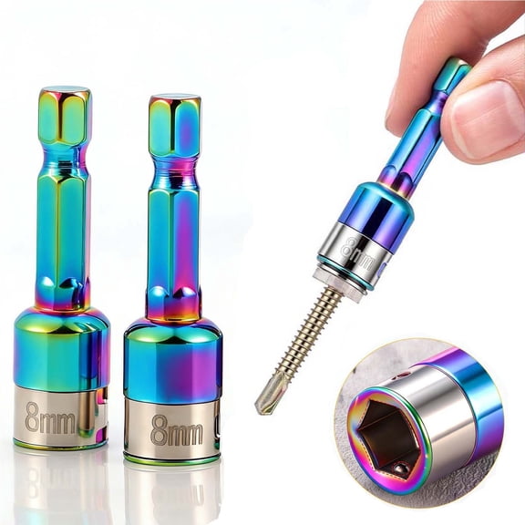 3Pcs 1 Piece Hexagonal Shank Impact Socket 8mm! Vacemry Power Drill Converter for Nut Driving, Chrome Vanadium Steel Hex Shank Socket Tool