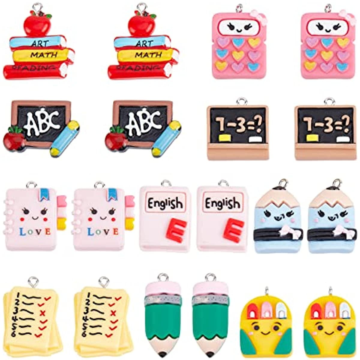 3pcs 1 Style Resin Charms Pencil Book Charm Back to School Charms Best Teacher Student Charm, Adult Unisex, Size: Small, Grey Type