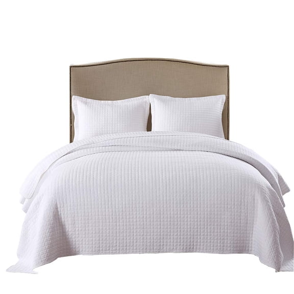 100% White Cotton Quilt Bedspread Set B33 - Queen Color: White Size: Queen