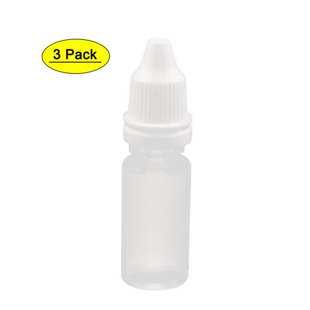 3Pcs 10ml Dropper Essential Oil Bottle Drop Eye Liquid Squeezable White Lid