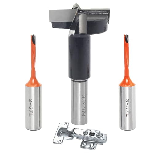 3Pcs 10mm Shank Hinge Boring Set, 35mm Diameter Hole for Hinge and Screw,3mm Brad Point Boring Bits, Solid Carbide Tipped,Matched Replacement Bits for Hinge Boring Machine$$Tools & Hardware Other