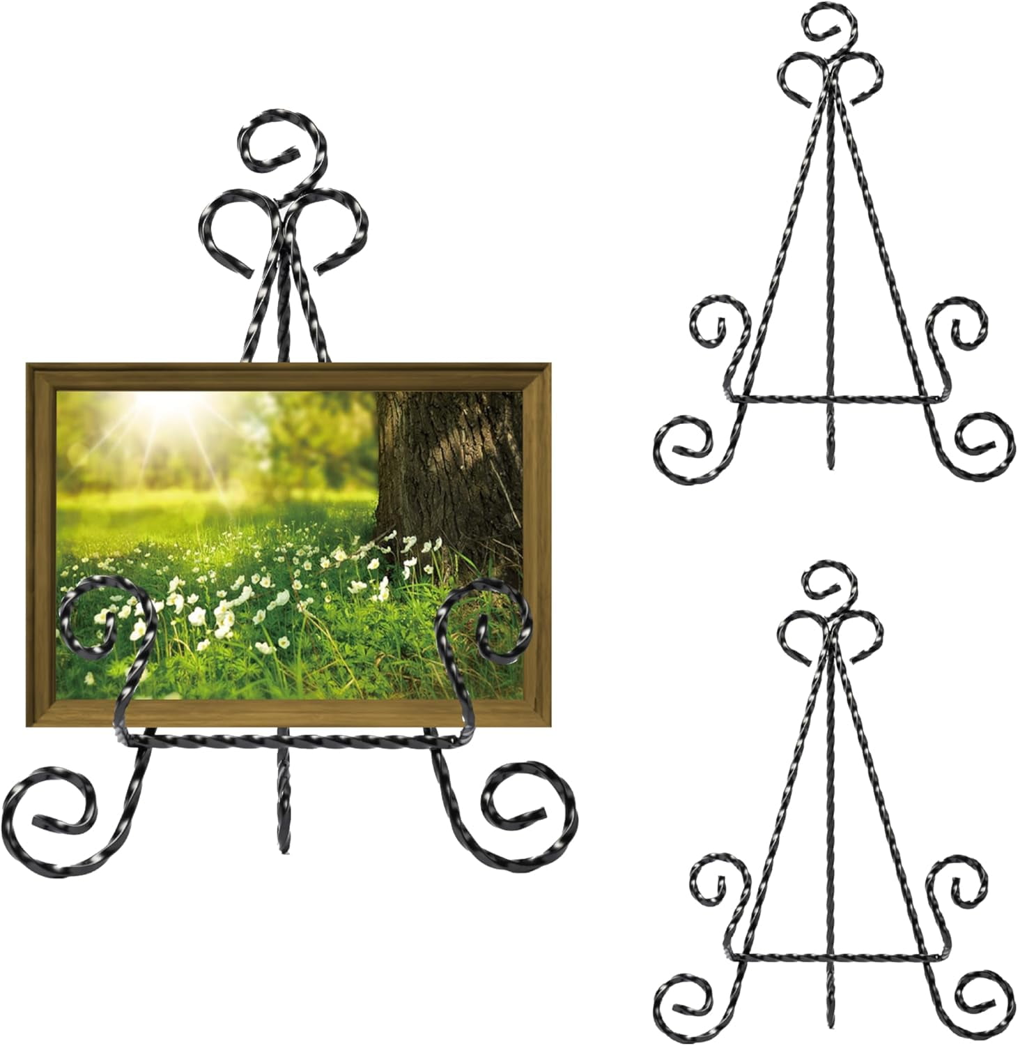 3Pcs 12.5” Photo Frame Cookbook Display Stand Tabletop Easels for Display Heavy Duty Iron Wire Stands for Picture Frames Signs Books iPad and Plates Foldable Black Taiwan Made