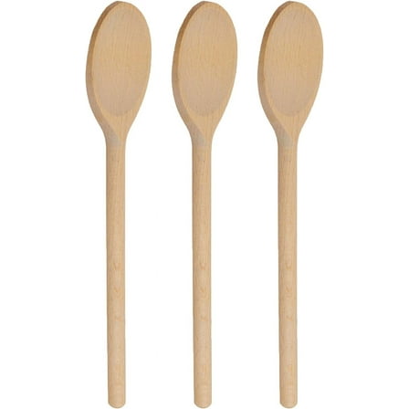 3Pcs 12 Inch Long Wooden Spoons for Cooking - Oval Wood Mixing Spoons for Baking, Cooking, Stirring - Sauce Spoons