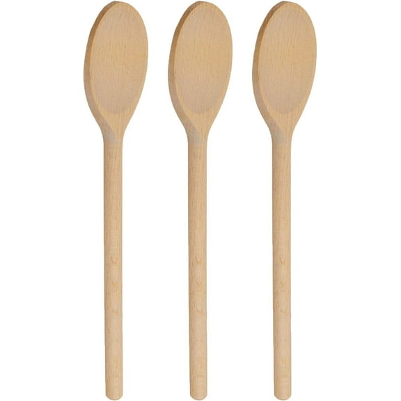 3Pcs 12 Inch Long Wooden Spoons for Cooking - Oval Wood Mixing Spoons for Baking, Cooking, Stirring - Sauce Spoons
