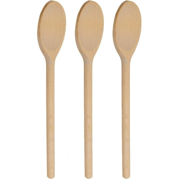 3Pcs 12 Inch Long Wooden Spoons for Cooking - Oval Wood Mixing Spoons for Baking, Cooking, Stirring - Sauce Spoons