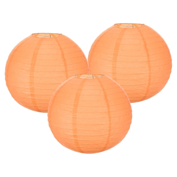 3Pcs 12 Inch Orange Paper Lanterns Decorative Round Hanging Ball Lantern