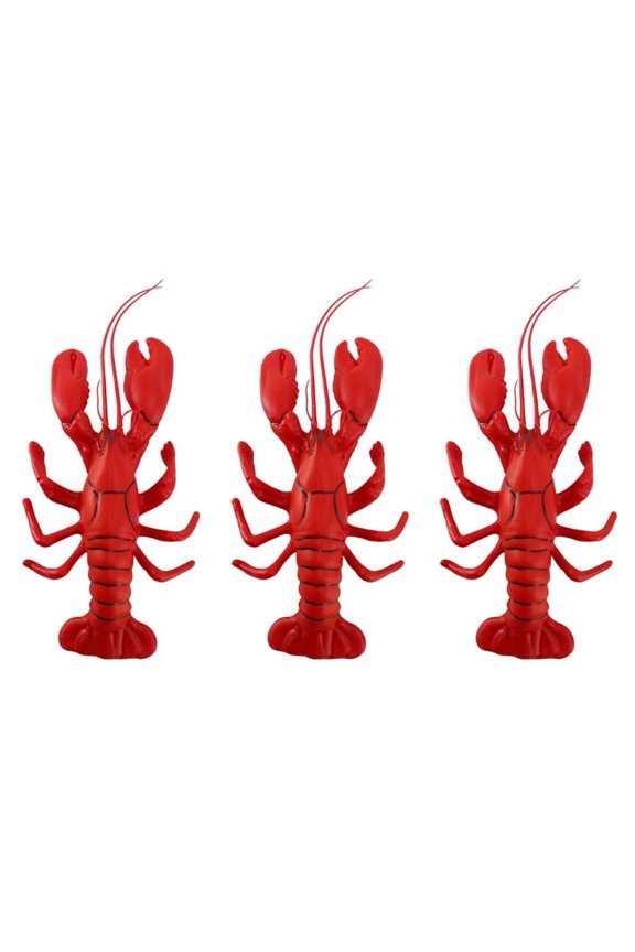 3Pcs 12 x 5 Inch Big Fake Lobster Model for Dispaly Artificial Marine Animals Decoration