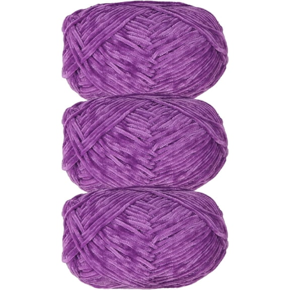 3Pcs 120g Soft Chenille Yarn Velvet Yarn for Crocheting,Fluffy Yarn for Knitting and Croche DIY Craft,Warm Yarn for Bag Hat Scarve Clothe Gloves Slippers Doll