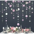 thumbnail image 1 of 3Pcs 13ft Circle Dot Star Paper Hanging Garland Streamer Kit Bunting Glitter Banner Backdrop Christmas Birthday Wedding Party Decor, Pink&Sliver, 1 of 8