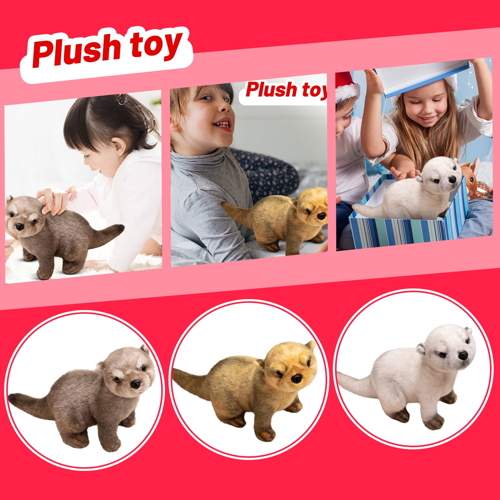 3Pcs 14.96Inch Cute Ferret Stuffed Animals Plush Toy, Soft Plush Throw Pillow for Birthday Christmas Valentines Day Holiday Gifts, Easter Basket Stuffers