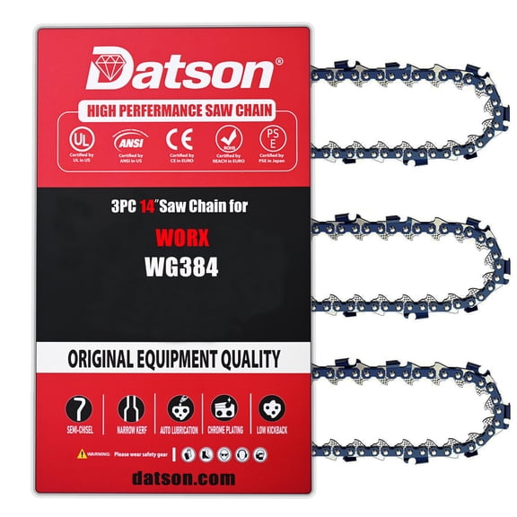 3Pcs 14 Inch Chainsaw Chain 3/8" LP Pitch .043" Gauge 52 Drive Links for WORXWG384