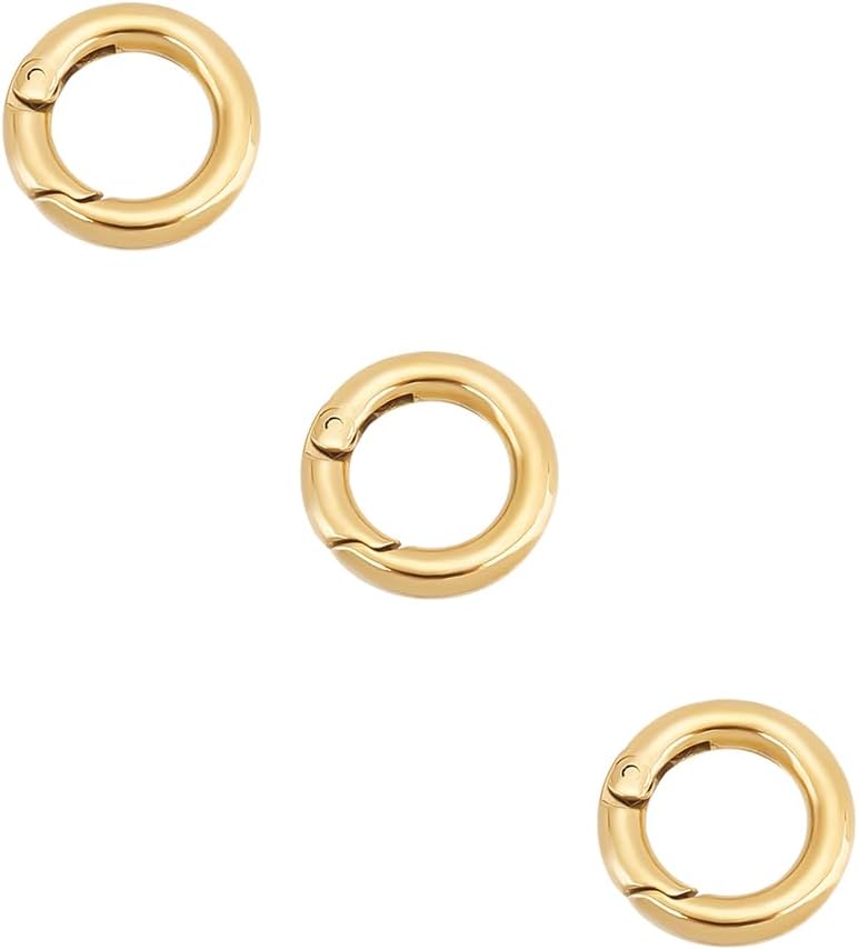 3Pcs 14K Gold Plated Spring O Rings Stainless Steel Spring Gate Rings
