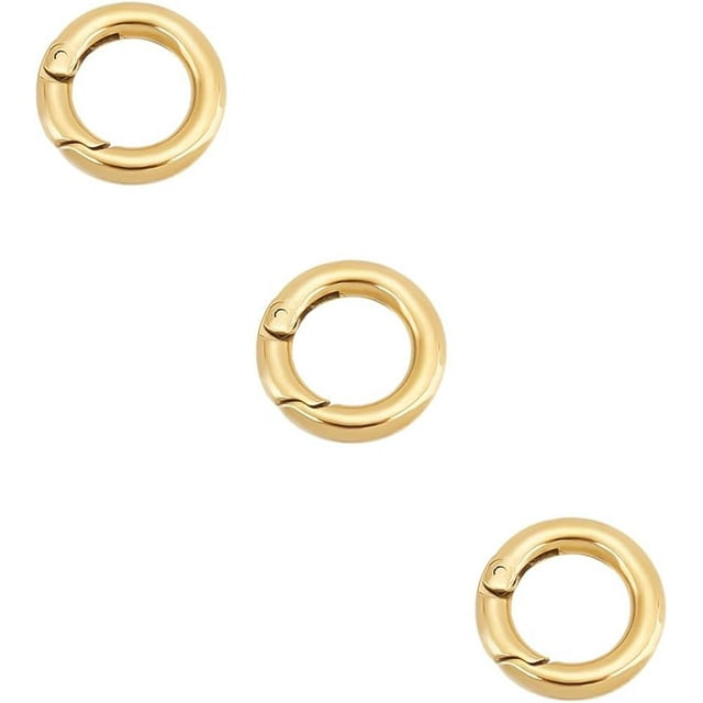 3Pcs 14K Gold Plated Spring O Rings Stainless Steel Spring Gate Rings