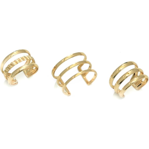 3Pcs 14K Premium Gold Layered earring set | Mini lightweight ear bone band | Multi-ear hole gold accessory[w890]