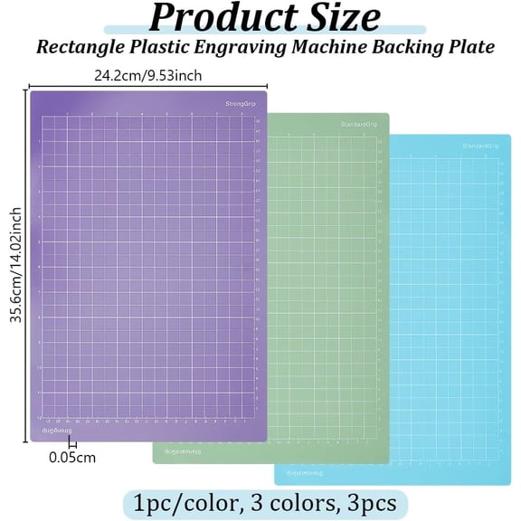 3Pcs 14x9.5 inch Cutting Mat Pad Cutting Mats for Engraving MachineNon-Slip Durable Mat Cut Mats Replacement Mats Accessories Pad for Arts Accessories - Purple & Green & Yellow