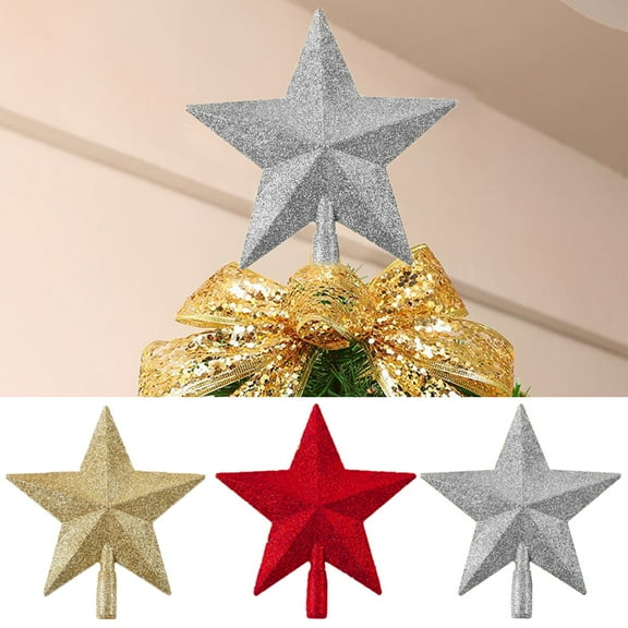 3Pcs 15cm Glittered Christmas Tree Topper Star Treetop for Small Christmas Tree Decoration or Home Decor