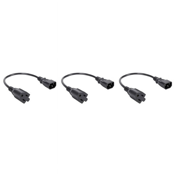 3Pcs 1Ft IEC 320 C14 Male Plug to NEMA 5-15R 3 Female PC Power Adapter Cable Black,3 x PC Power Adapter Cable,Black