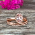 thumbnail image 1 of 3Pcs 2.50 Carat 10k Rose Gold Morganite Engagement Ring Set Wedding Set Promise Ring for Bride 8x6mm Oval Cut Gemstone Pink Morganite Anniversary Ring, 1 of 5