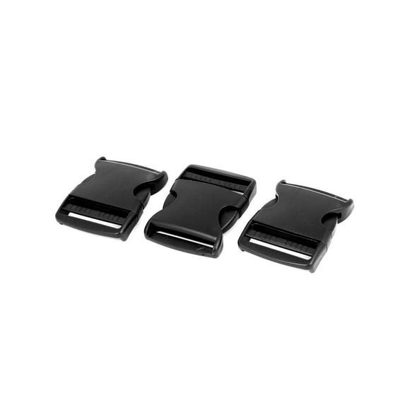 3Pcs 2" Wide Webbing Strap Plastic Curved Clasp Side Release Buckle Black