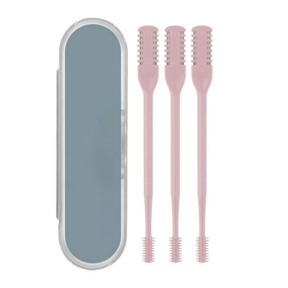 3Pcs 2-in-1 Nasal Hair Cutter,Portable Manual 360° Rotating Nose Hair Trimmer with Storage Box,Double Sided Nose Hair Knife,Upgrade Double Head Manual Nose and Ear Hair Trimmer for Women Men,Pink