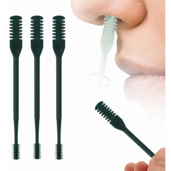 3Pcs 2-in-1 Nasal Hair Cutter, Upgrade Double Sided Nose Hair Knife, 360° Nostril Hair Remover Tool, Nose Hair Trimmer for Men, Nasal Hair Cutter for Men Women, Soft Cleaning Brush (Dark Green)