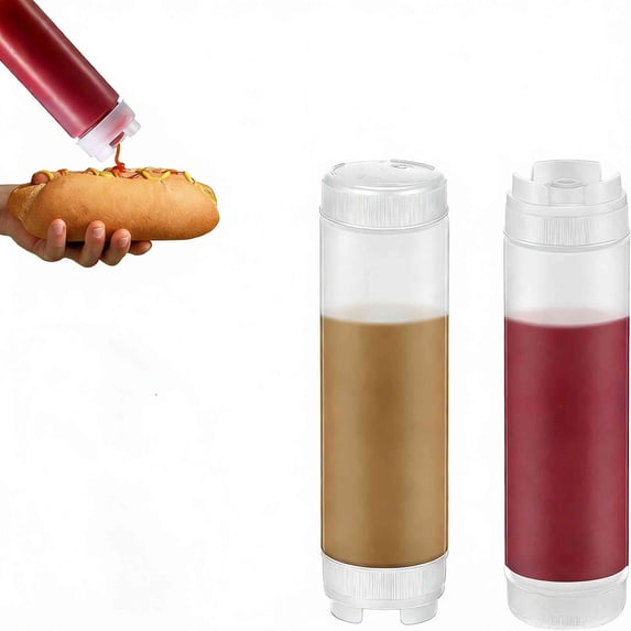 3Pcs 20 oz Inverted Plastic Squeeze Bottles, Refillable Tip Large Valve Dispenser Condiment Squeeze Bottle for Sauces Ketchup Sour Cream Self Sealing Syrup Dispenser for Restaurants(White)