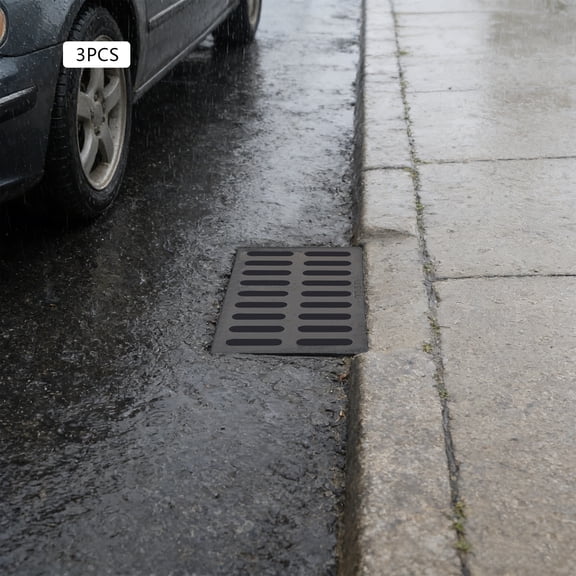 3Pcs 20"x12" Cast Iron Driveway Drain Grate, Heavy Duty Metal Trench Channel Cover for Garage Factory Farm Parking Lot Basement Sewer Gully Concrete Floor