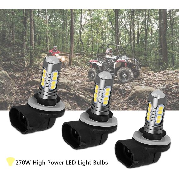 3Pcs 270W High Power LED Light Bulbs 6000K 4800LM Headlight Replacement for Polaris Sportsman ACE HAWKEYE MAGNUM RANGER RZR