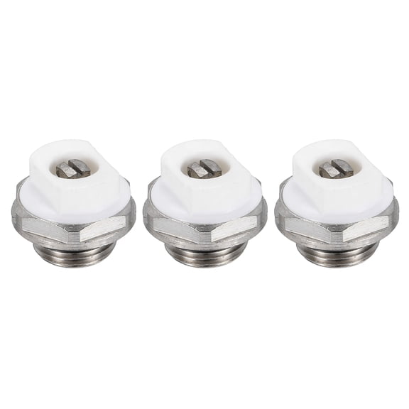 3Pcs 3/8" BSP Manual Radiator Air Vent Plugs, Nickel Plated Brass Plugs