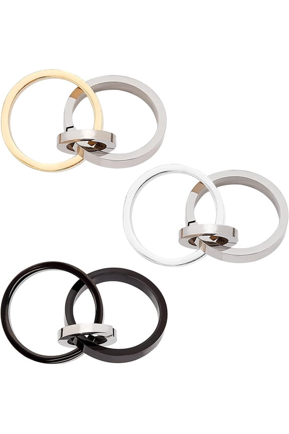 3Pcs 3 Color 304 Stainless Steel Interlocking Ring Pendants Interlocking Rings Couples Charms Pendant Metal Mixed Color