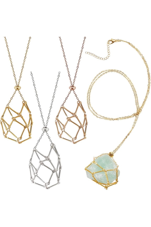 3Pcs 3 Colors 304 Stainless Steel Macrame Pouch Necklace Making Mixed Color 19.09 inch(48.5cm) 1pc/color