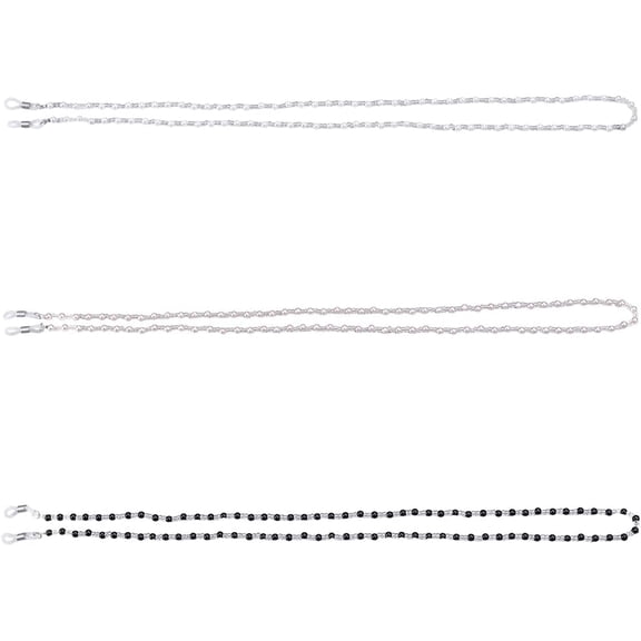 3Pcs 3 Colors Black White Beaded Eye Glasses Chain Plastic pearl Bead Eyeglass Strap Holders Chains Around Neck Cord Bulk