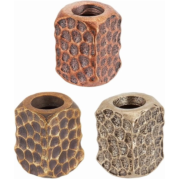 3Pcs 3 Colors Brass Lanyard Bead 5mm Hole Brass Paracord Bead Cuboid Tube Beads Loose Spacer Beads DIY Jewelry Charms Accessories