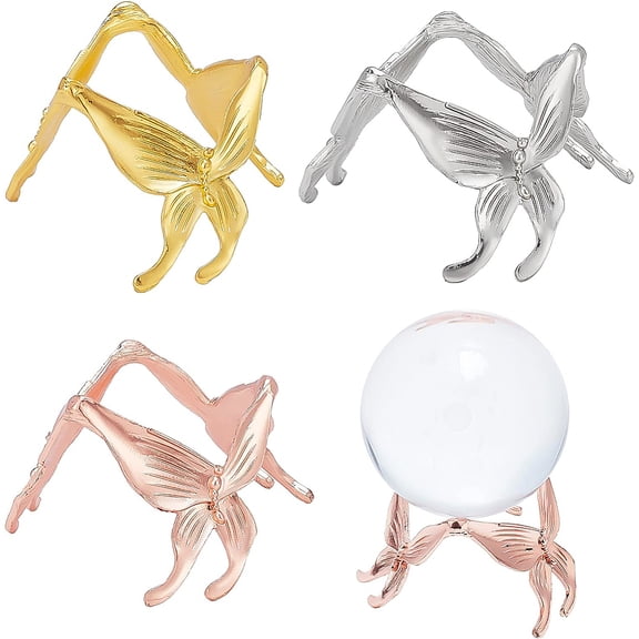 3Pcs 3 Colors Butterfly Ball Display Stand Alloy Metal Base Sphere Stand for Home Decoration Mixed Color 6.1x6.3x4.4cm
