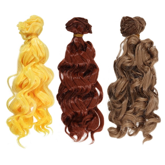 3Pcs 3 Colors Curly Wig Hair 15cm Golden Perm Long Hair