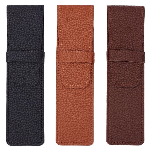 3Pcs 3 Colors Imitation Leather Pen Strorage Cases Single Fountain Pen Sleeve Rectangle Mixed Color 175x45x10mm 1pc/color DIY