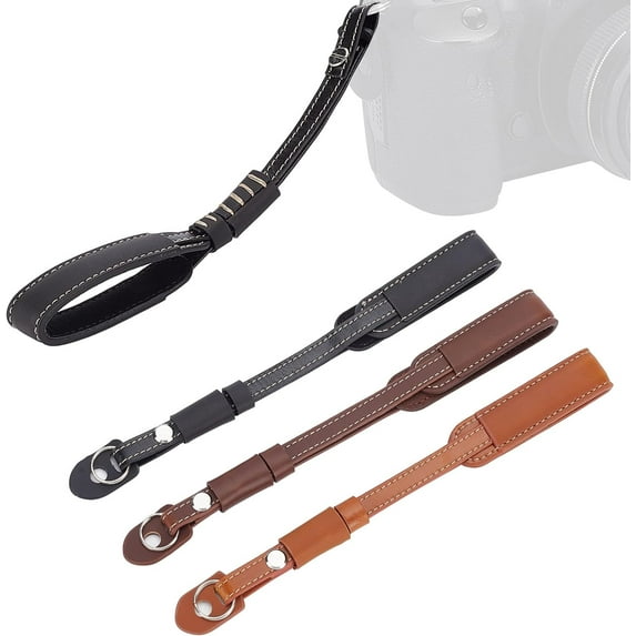 3Pcs 3 Colors PU Leather Camera Hand Strap Camera Wrist Strap Mixed Color 233x22x12.5mm Hole: 8mm 1pc/color