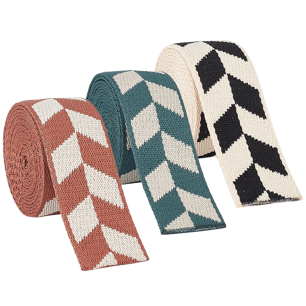 3Pcs 3 Colors Polyester Jacquard Rhomboid Ribbon Clothes Accessories ...
