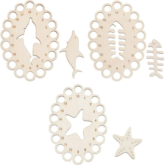 3Pcs 3 Patterns Wood Embroidery Thread Plate Cross Stitch Threading Board Tools 10.6x15cm