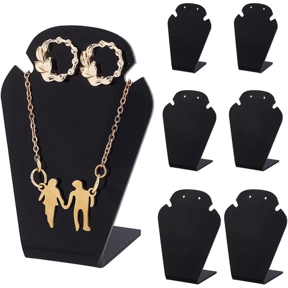 3Pcs 3 Sizes Acrylic Necklace Displays Stand Set Bust-Shaped Jewelry Set Display Holder Black 4.6~6.75x2.6~3.6x6.7~8.75cm 1pc/size for Handmade