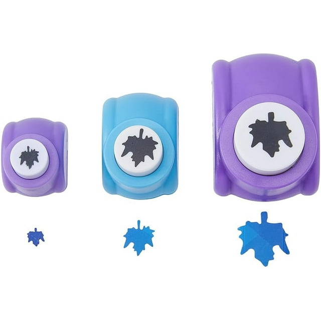 3Pcs 3 Sizes Maple Leaf Punches Set Craft Hole Punch Shapes Blue Purple